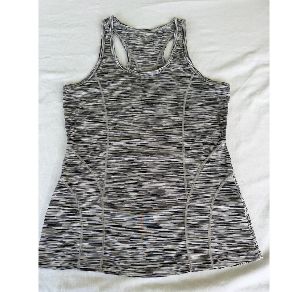 Athleisure Sporty Activewear Reebok Gray/Black Space Dye Racerback Tank Top XS